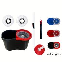 Mop And Bucket With Wringer Set 360 °   2Pcs Microfiber Spin Mop With Bucket And Dual Mop Heads Self Wringing Spinning Mop