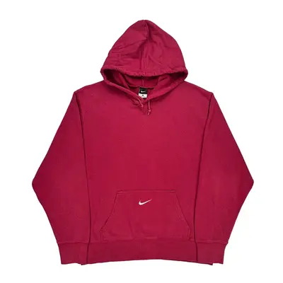 Nike Hoodie - Large Red Cotton Blend