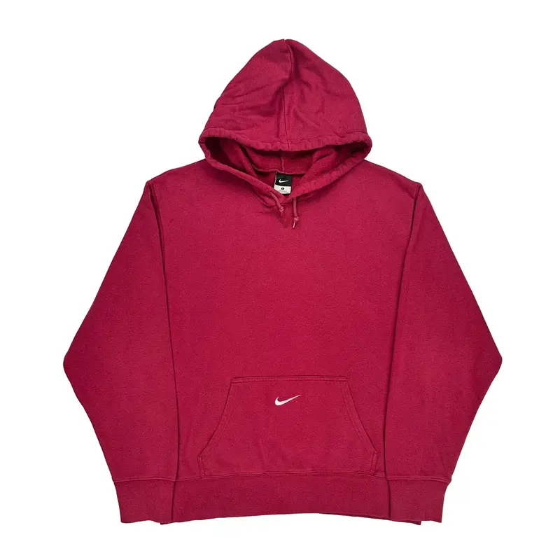 Nike Hoodie - Large Red Cotton Blend