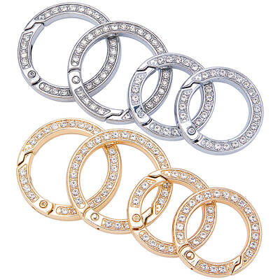 8Pcs 4 Styles Alloy Crystal Rhinestone Spring Gate Rings