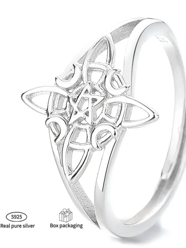 S925 Sterling Silver Hollow Out Design Ring, Fashion Jewelry for Party, Daily Clothing Decor, Trendy All-match & Exquisite Je...