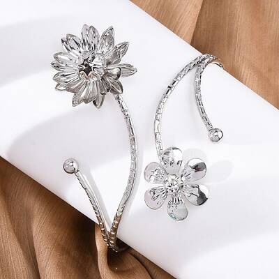 Lotus Alloy Arm Cuff Bangles for Girl Women