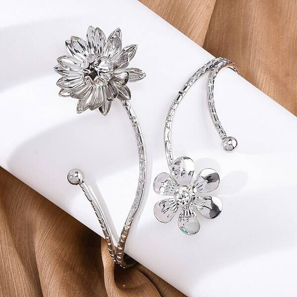 Lotus Alloy Arm Cuff Bangles for Girl Women