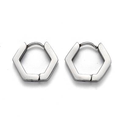 Tarnish Resistant 304 Stainless Steel Hexagon Huggie Hoop Earrings