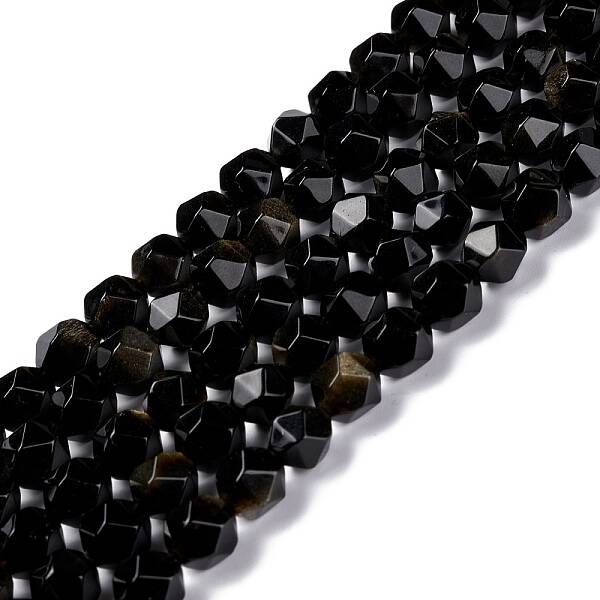 Natural Golden Sheen Obsidian Beads Strands