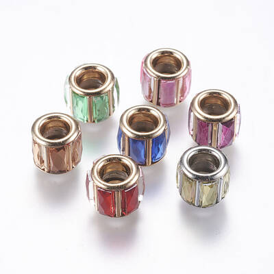 Brass Glass Rhinestone European Beads