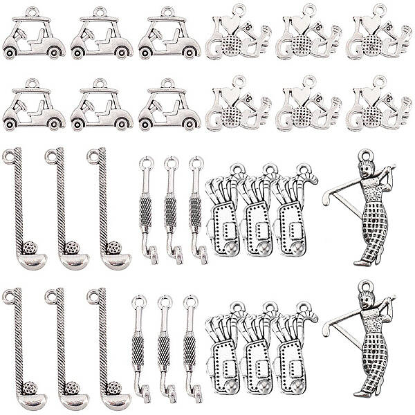 60Pcs 6 Style Tibetan Style Alloy Pendants