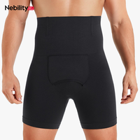 Nebility Men's Solid Buttocks lift High Waist Shaper Shorts - Waist Steel Bar Support, Daily Base Sports Fitness Underwear Se...