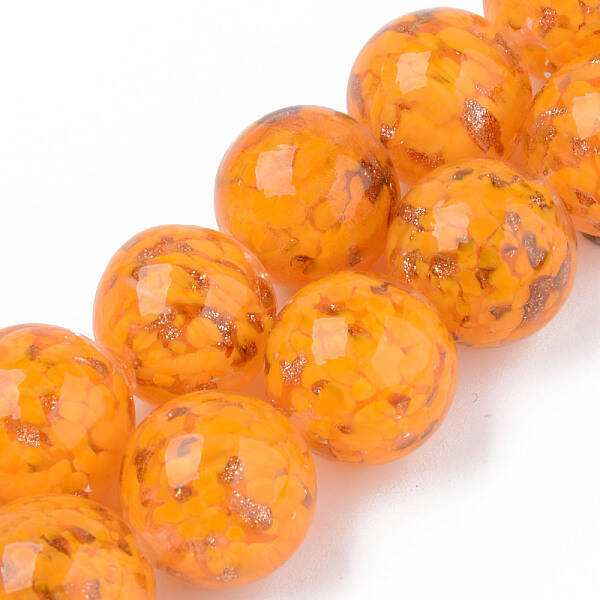 Handmade Gold Sand Lampwork Beads