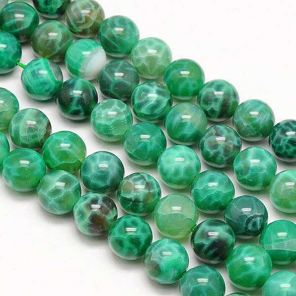 Natural Peacock Agate Round Bead Strands