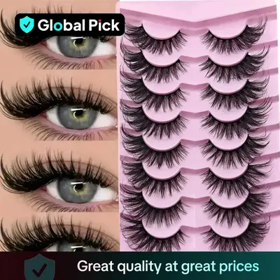 Natural False Eyelashes, 8 Pairs Curling Faux Cluster Lashes, Volumized False Eyelashes for Women and Girls Eye Makeup Enhanc...