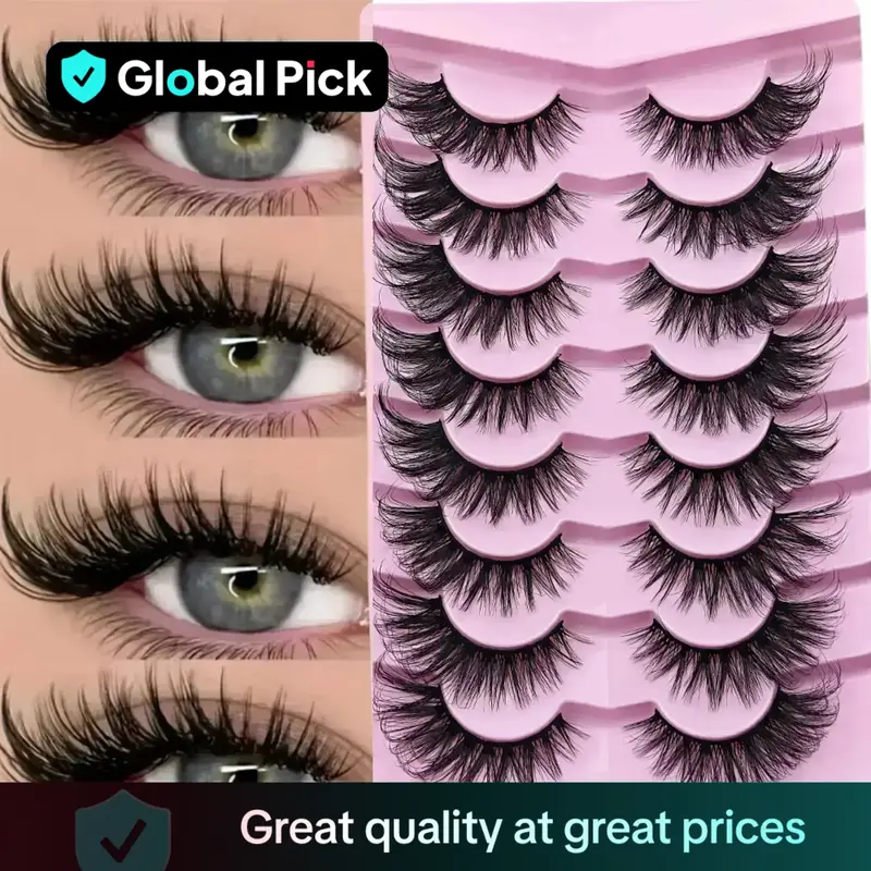 Natural False Eyelashes, 8 Pairs Curling Faux Cluster Lashes, Volumized False Eyelashes for Women and Girls Eye Makeup Enhanc...