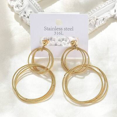 304 Stainless Steel Dangle Stud Earrings