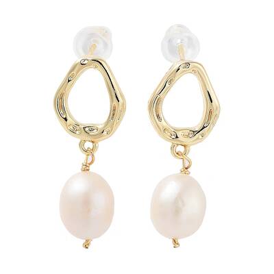 Natural Pearl Dangle Stud Earrings