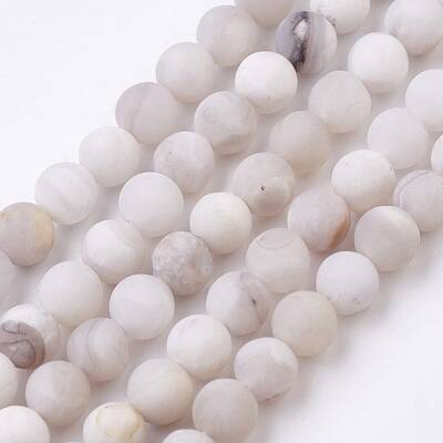 Natural White Agate Bead Strands