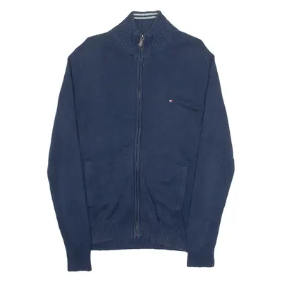 TOMMY HILFIGER Mens Jumper Blue High Neck Tight Knit M