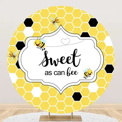 Sweet As Can Bee Honeycomb Round Baby Shower Backdrop