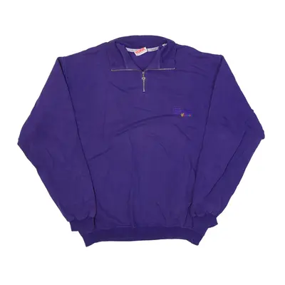 BASICLINE York Living Colours Sweatshirt Purple 1/4 Zip 90s Womens XL