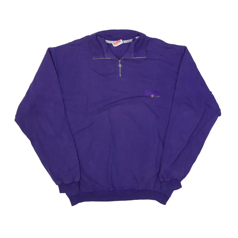 BASICLINE York Living Colours Sweatshirt Purple 1/4 Zip 90s Womens XL
