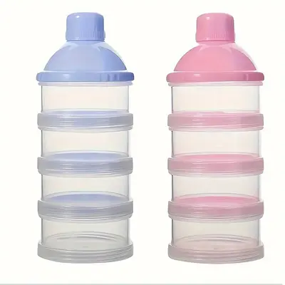 1pc/2pcs Baby 4-Layer Transparent Milk Powder Organizer, Stackable Food Storage Box for Infant Baby Food and Snacks, Portable...