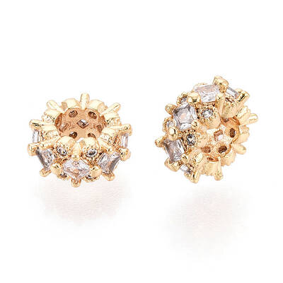 Brass Micro Pave Cubic Zirconia European Beads