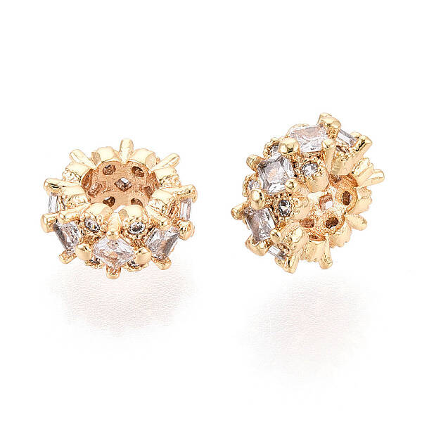 Brass Micro Pave Cubic Zirconia European Beads