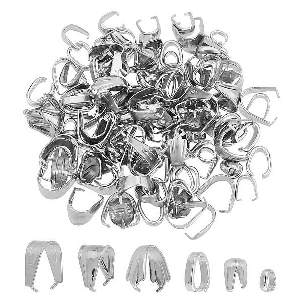120Pcs 6 Style 304 & 201 Stainless Steel Snap on Bails