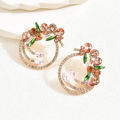 Golden Brass Micro Pave Cubic Zirconia Dangle Stud Earrings