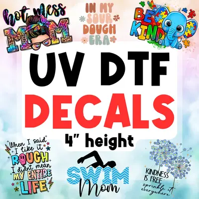 UV DTF DECALS, 4 height, Cup Decals, Cup Stickers, Cup Decor