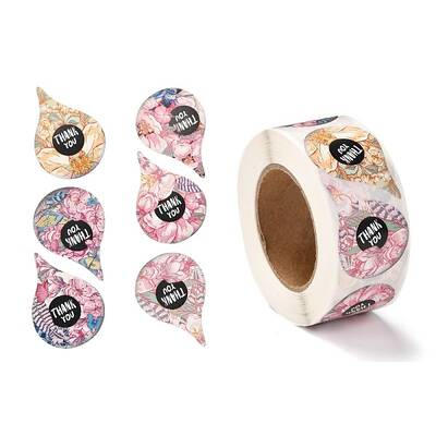 Word Thank You Teardrop Roll Stickers