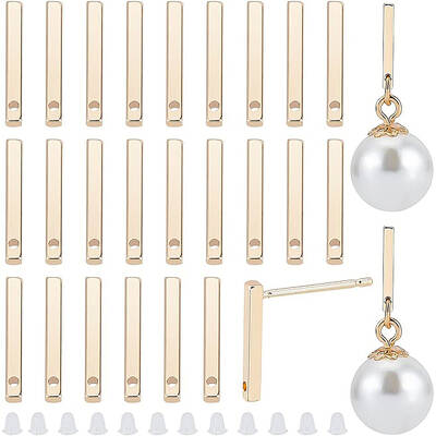 30Pcs Brass Stud Earring Findings