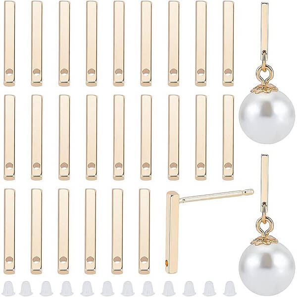 30Pcs Brass Stud Earring Findings