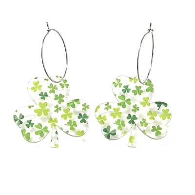 Acrylic Clover Hoop Earrings