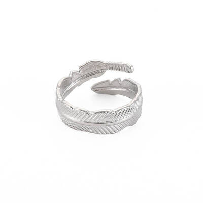 Non-Tarnish 304 Stainless Steel Leaf Open Cuff Ring for Women