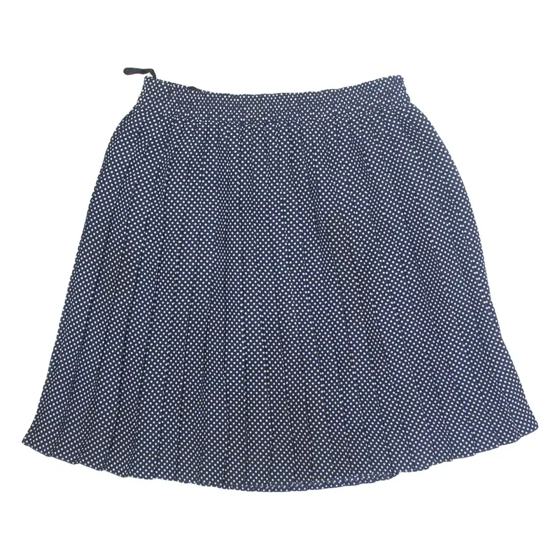 Womens Pleated Skirt Blue Short Spotted UK 12