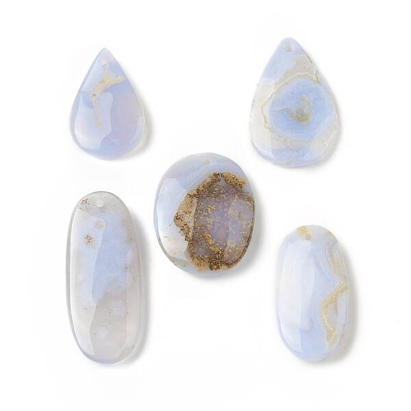 Natural Blue Lace Agate Pendants