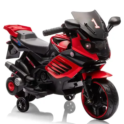Garvee 6V Kids Electric Motorcycle Toy with Training Wheels, Headlight & Music, Durable EVA Tires, Battery Powered, for Toddl...