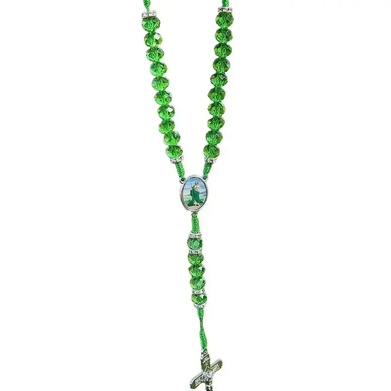 Green Saint Jude Rosary Necklace Urn - Elegant Way to Remember Loved Ones