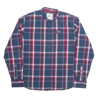 DIESEL Mens Shirt Blue Check Long Sleeve 2XL