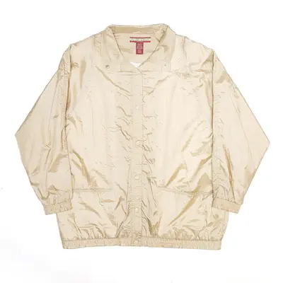 TUDOR COURT Padded Shoulder Beige 90s Nylon Shell Jacket Womens L