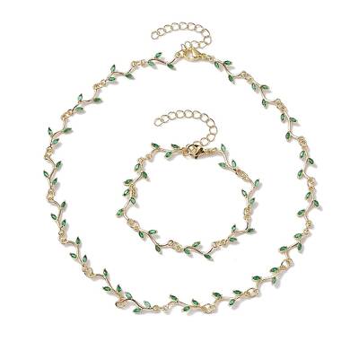 Cubic Zirconia Branch Links Bracelets & Necklaces Sets