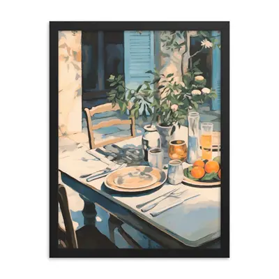 Tranquil Brunch - Rustic Outdoor Dining Poster