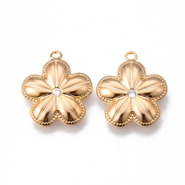 Brass Micro Pave Clear Cubic Zirconia Pendants