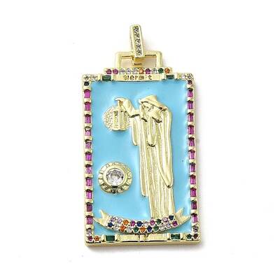 Brass Micro Pave Cubic Zirconia Pendants with Enamel