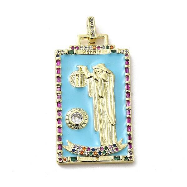 Brass Micro Pave Cubic Zirconia Pendants with Enamel