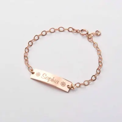 Sterling Silver with Rose Gold Plated Personalized Classic Name Identification Bracelet