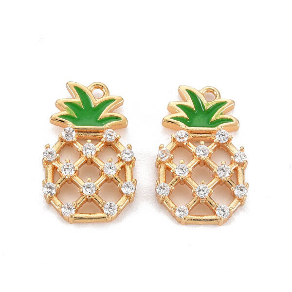 Brass Micro Pave Clear Cubic Zirconia Charms