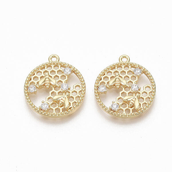 Brass Micro Pave Clear Cubic Zirconia Pendants