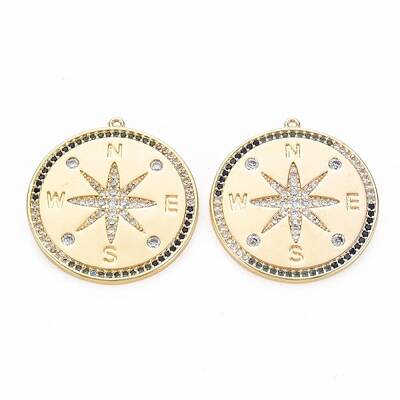 Brass Micro Pave Clear Cubic Zirconia Pendants