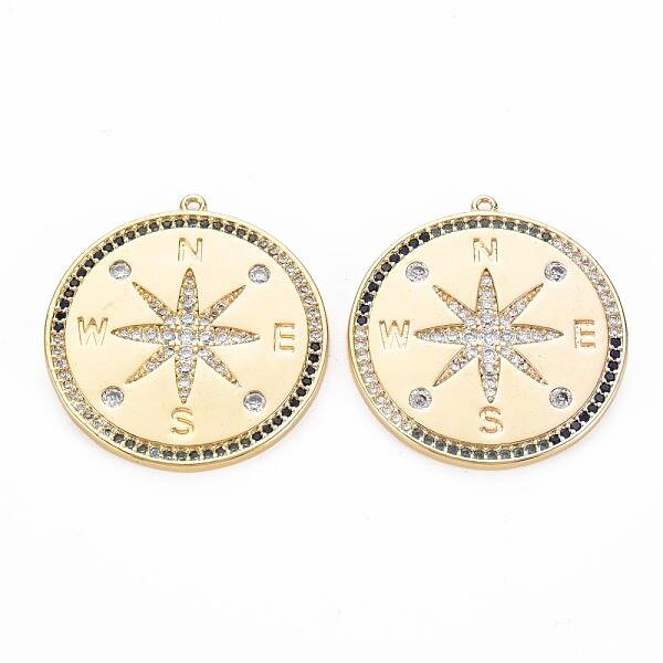 Brass Micro Pave Clear Cubic Zirconia Pendants